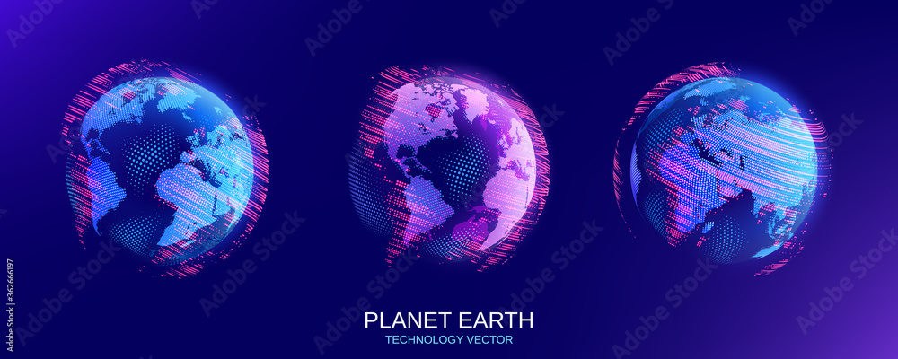 Wall mural vector illustration. set of isolated objects. planet earth. global map. future. modern technological