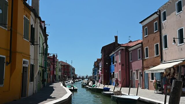 Burano, Venice - Colorful buildings between the canals of the lagoon city