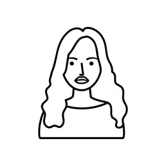 cartoon woman with long hair, line style
