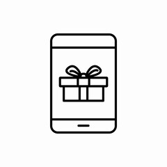 Outline gift in phone icon.Gift in phone vector illustration. Symbol for web and mobile