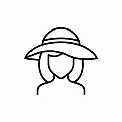 Outline girl head in hat icon.Girl head in hat vector illustration. Symbol for web and mobile