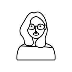 cartoon woman with glasses, line style