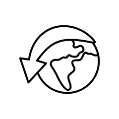 arrow and earth planet icon, line style