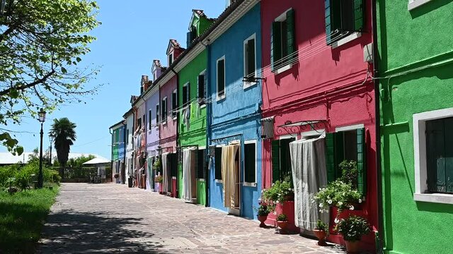 Burano, Venice - Colorful buildings between the canals of the lagoon city