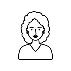 avatar woman with beautiful flowers earrings, line style