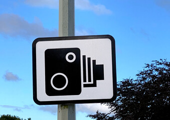 Sign alerting motorists to the use of speed cameras