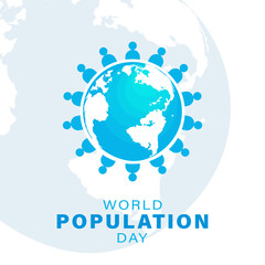 World Population Day, blue Earth globe, poster, template for projects, vector illustration