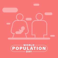 World Population Day, parents and child, mom and dad with bay, illustration poster, template, vector