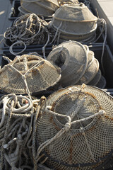 equipment and fishing ropes nets and floats arranged