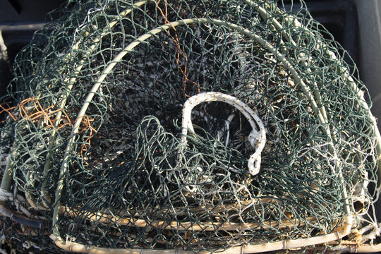 equipment and fishing ropes nets and floats arranged