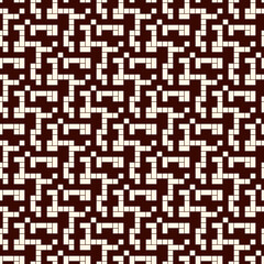Pixel art camouflage seamless pattern. Maze, labyrinth motif. Squares mosaic background. Contemporary geometric ornament