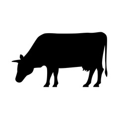 Figure of a cow with horns. Vector silhouette of the cow. Cow silhouette vector icon. Vector illustration