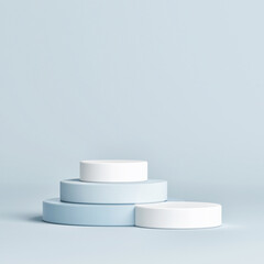 Mockup podium for product presentation, abstract scene blue background, 3d render, 3d illustration