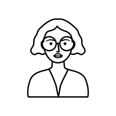 avatar woman with cool glasses icon, line style