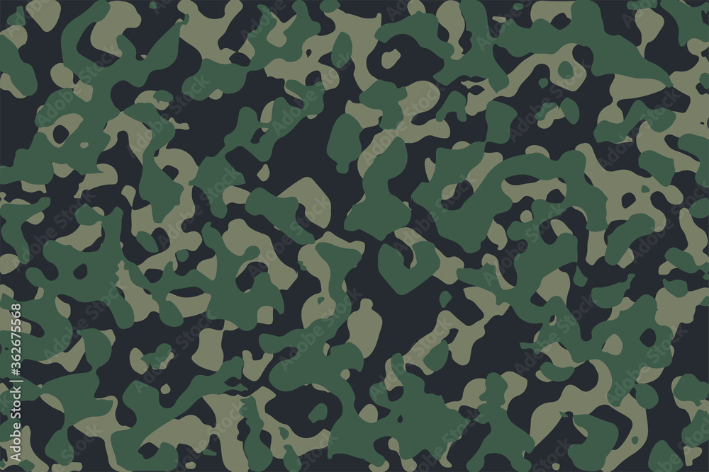 Wall mural Vector design of camouflage soldier seamless pattern. Military texture on textiles