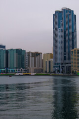 Fototapeta na wymiar Buildings and sea in Al-Majaz, Sharjah