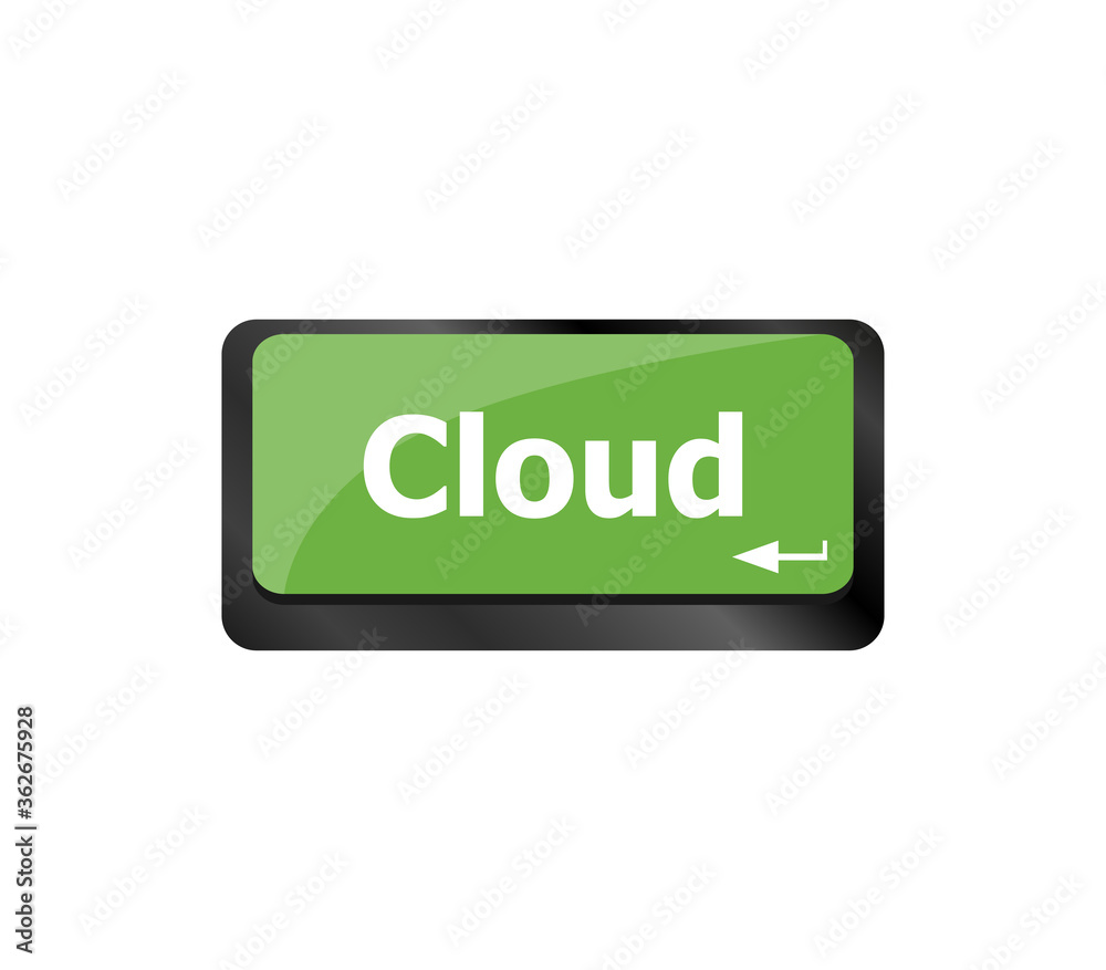 Poster computer keyboard key with cloud computing button