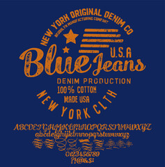 Craft retro vintage typeface design. Youth fashion type. Textured alphabet. Pop modern display vector letters. Drawn in graphic style. Set of Latin characters numbers
