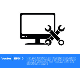 computer screen setting icon. flat modern vector, logo template, drawing design.
