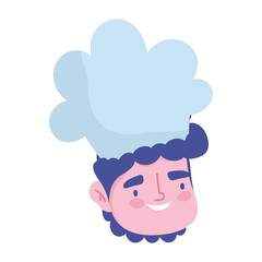 male chef face character with hat isolated design icon white background