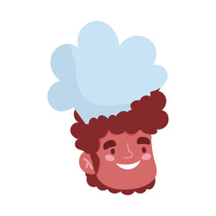 male chef face character with hat isolated design icon white background