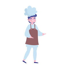 male chef with uniform character cartoon isolated design icon white background