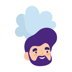 male chef face character with hat isolated design icon white background