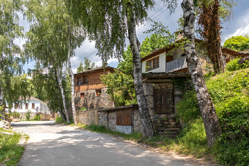 Fototapeta na wymiar Old houses at Village of Kovachevitsa, Bulgaria
