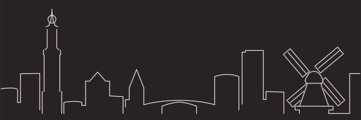 Amsterdam Single Line Simple Minimalist Skyline