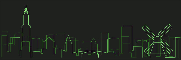 Amsterdam Futurist Technology Light Trace Skyline