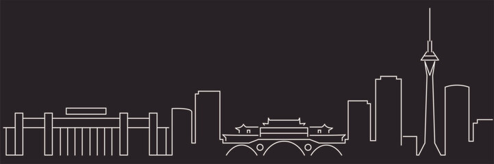 Chengdu Single Line Simple Minimalist Skyline