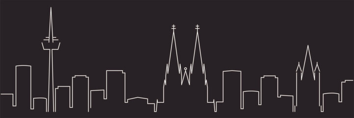 Köln Single Line Einfache minimalistische Skyline © pabloprat