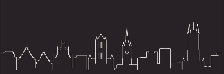 Ghent Single Line Simple Minimalist Skyline