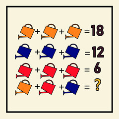 Mathematical rebus. Counting game for preschool children.A riddle for the mind. A riddle with numbers. Vector