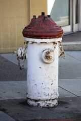 Fototapeta na wymiar White and red fire hydrant in the city, san francisco, california, USA