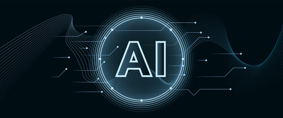 Artificial intelligence with the connection.  Our future technology, Big data on dark background vector illustration for article, presentation, website, poster 