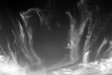 Clouds and sky on black and white.