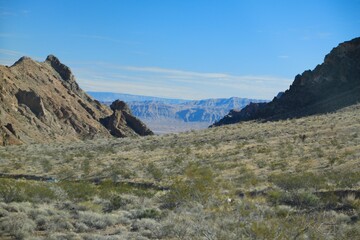 Mountain top view of the rugged canyon