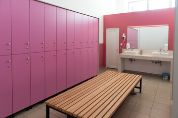 Interior Of A Pink Locker Changing Room