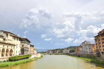 The Ponte Vecchio in Florence and the Arno river