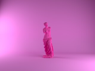 3D rendering of Venus de Milo, ancient Greek statue in pastel pinkish color. © local_doctor