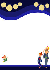 夏祭り広告ちょうちん上ベージュ