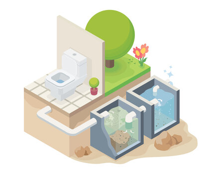 Sewage Treatment Plant For Smart House Save The Environment Isometric Designed