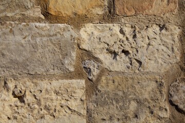 Close up os a vintage masonry stone walll