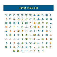 Fototapeta na wymiar set of Hotel and travel black icons with flat color style design