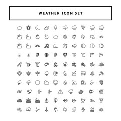 Vector weather icon set with outline style design