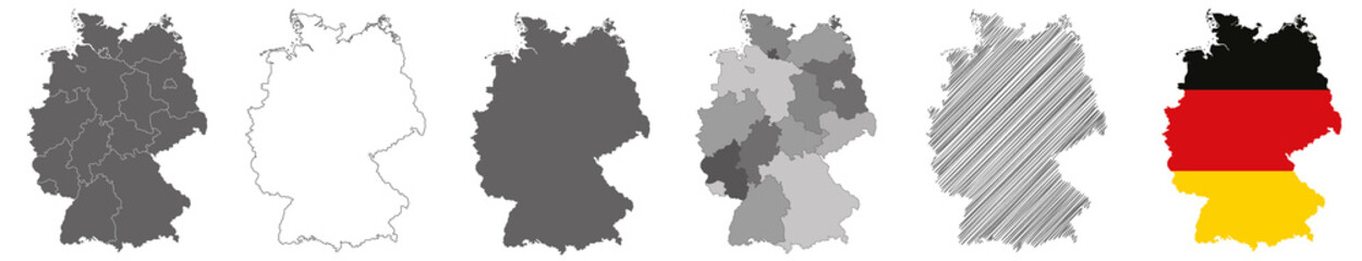 set of vector maps of Germany on white background	
