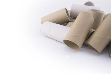 toilet paper bushings lie on a white background on isolate