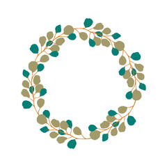 Vector eucalyptus wreath for wedding invitation card and other design. Elegant abstract herbal wreath