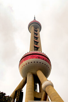 SHANGHAI, CHINA - MAR 31, 2016: Oriental Pearl Radio and TV tower, a TV tower in Shanghai, China. One of the biggest attractions of Shanghai